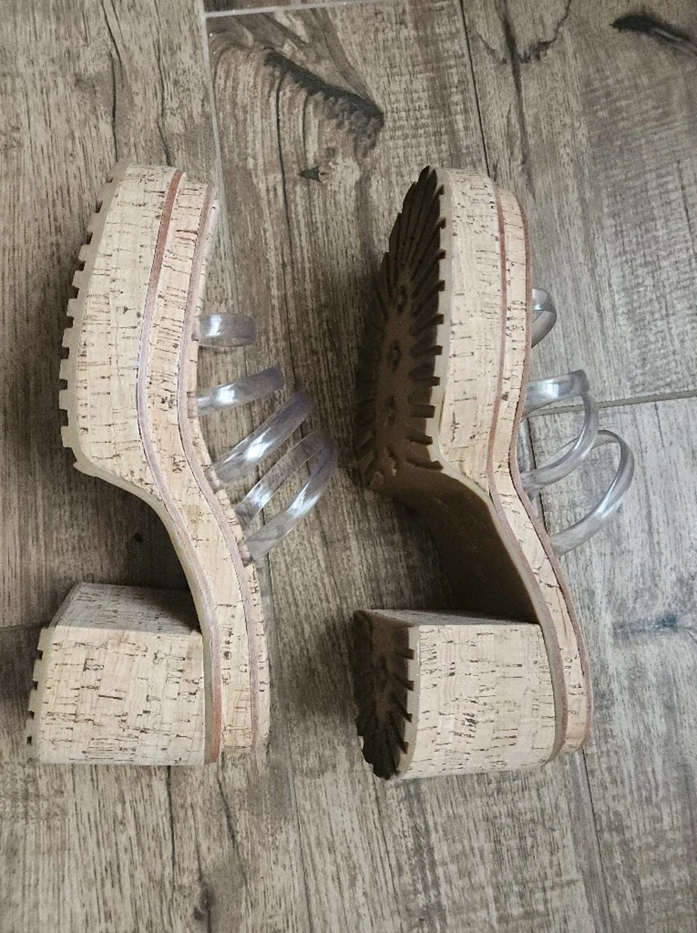 cult gaia sev cork platform clear straps, 39